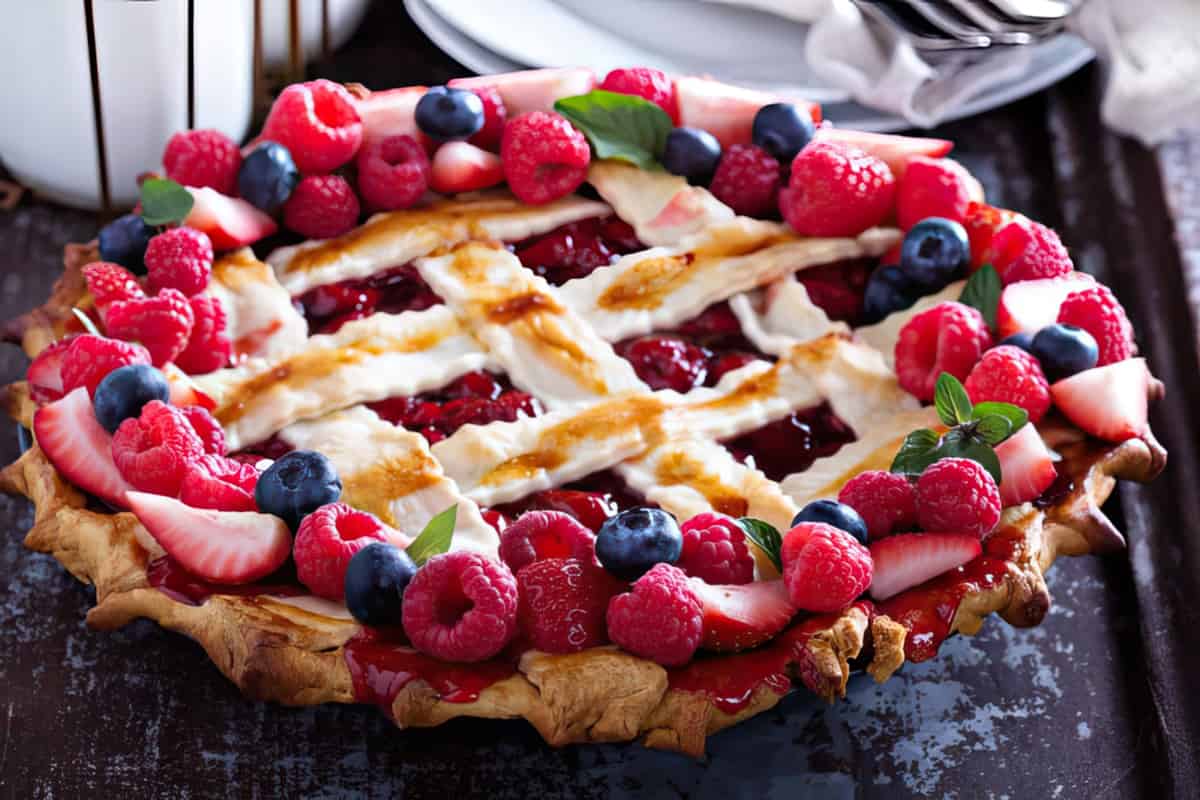 Homemade Strawberry Pie with Fresh Berry Garnish - Make your own strawberry pie filling from scratch #StrawberryPieFilling #MissHomemade