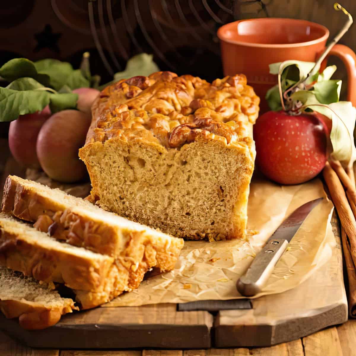 This quick apple bread recipe is a keeper for sure. Full of spiced fall flavor and slowly baked to a wonderful moist slice of heaven. #misshomemade